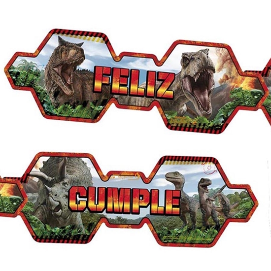 Casa Naranja. Dinosaurio cartel feliz cumpleaños (jurassic world)