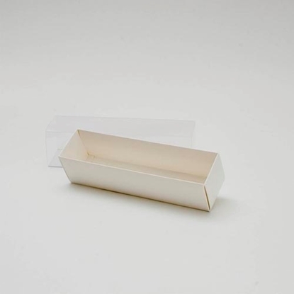 Imagen de Caja de cartón blanca rectangular con funda transparente